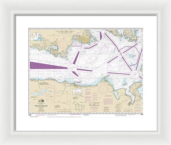 Nautical Chart-18465 Strait-juan De Fuca-eastern Part - Framed Print