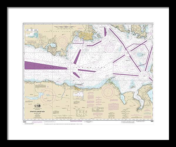 Nautical Chart-18465 Strait-juan De Fuca-eastern Part - Framed Print