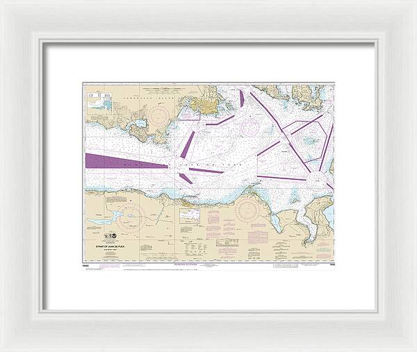 Nautical Chart-18465 Strait-juan De Fuca-eastern Part - Framed Print