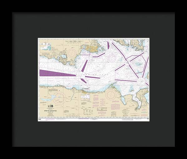 Nautical Chart-18465 Strait-juan De Fuca-eastern Part - Framed Print
