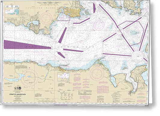 Nautical Chart-18465 Strait-juan De Fuca-eastern Part - Greeting Card