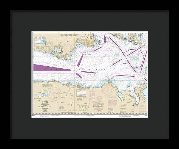 Nautical Chart-18465 Strait-juan De Fuca-eastern Part - Framed Print