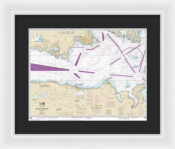 Nautical Chart-18465 Strait-juan De Fuca-eastern Part - Framed Print