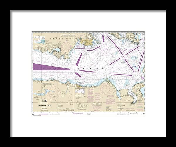 Nautical Chart-18465 Strait-juan De Fuca-eastern Part - Framed Print