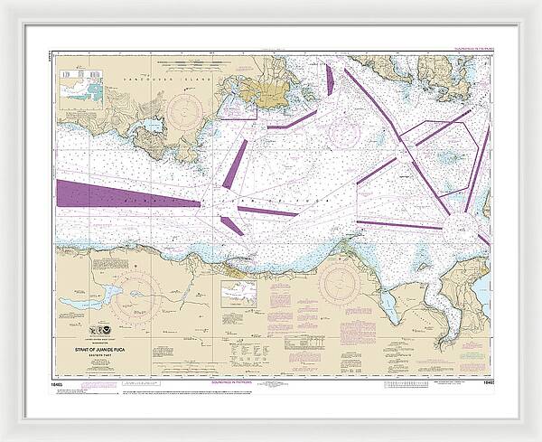 Nautical Chart-18465 Strait-juan De Fuca-eastern Part - Framed Print
