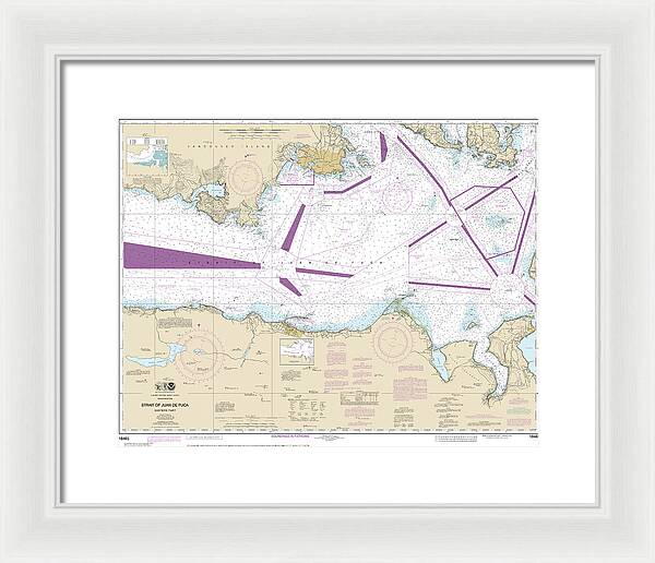 Nautical Chart-18465 Strait-juan De Fuca-eastern Part - Framed Print