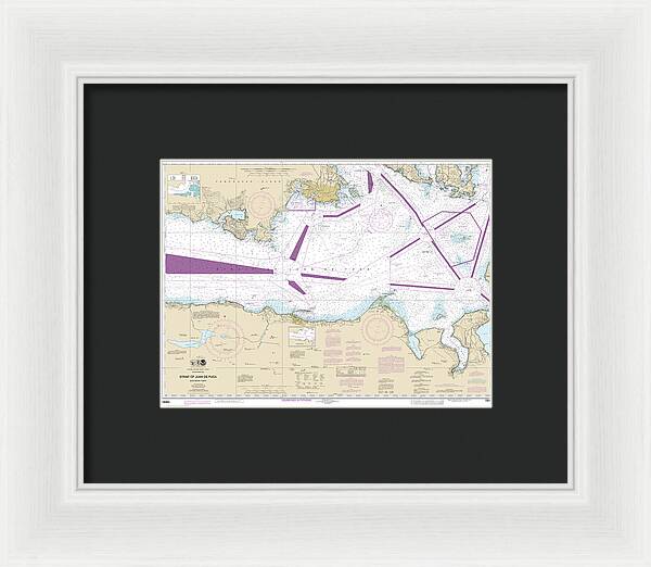 Nautical Chart-18465 Strait-juan De Fuca-eastern Part - Framed Print