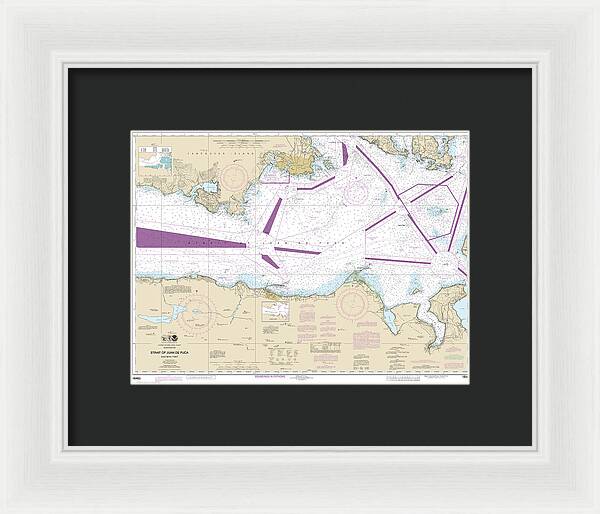 Nautical Chart-18465 Strait-juan De Fuca-eastern Part - Framed Print