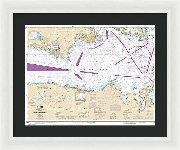 Nautical Chart-18465 Strait-juan De Fuca-eastern Part - Framed Print