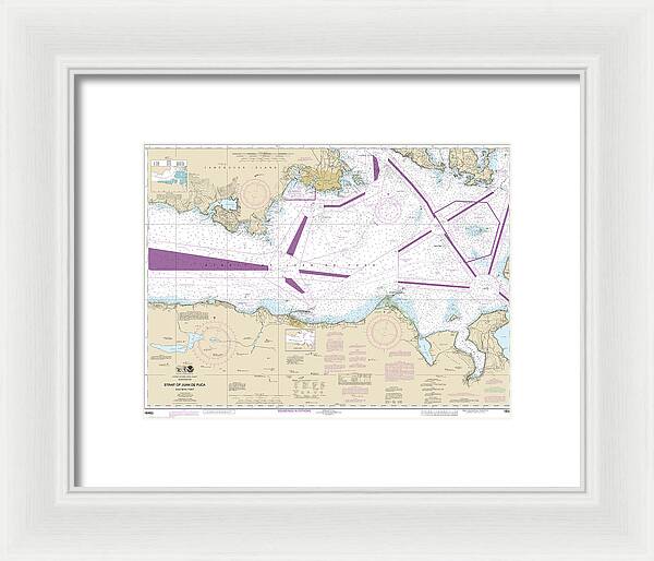 Nautical Chart-18465 Strait-juan De Fuca-eastern Part - Framed Print