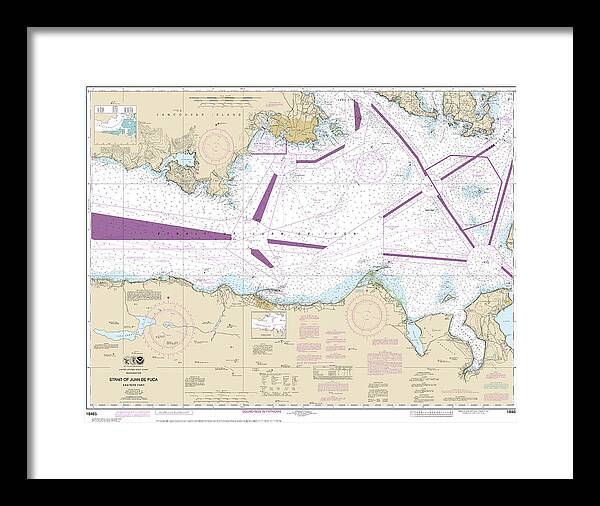 Nautical Chart-18465 Strait-juan De Fuca-eastern Part - Framed Print