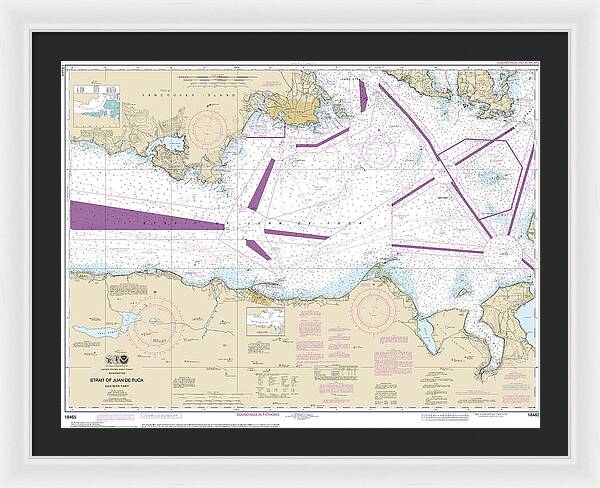 Nautical Chart-18465 Strait-juan De Fuca-eastern Part - Framed Print