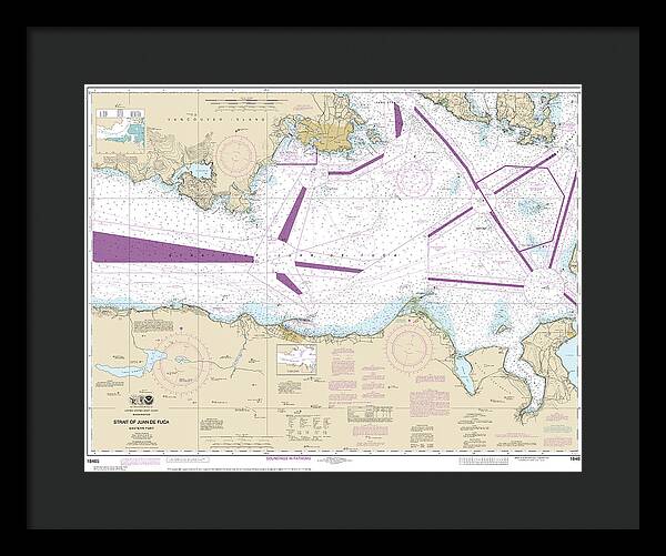 Nautical Chart-18465 Strait-juan De Fuca-eastern Part - Framed Print