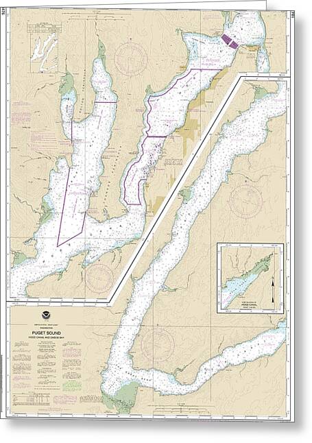 Nautical Chart-18476 Puget Sound-hood Canal-dabob Bay - Greeting Card