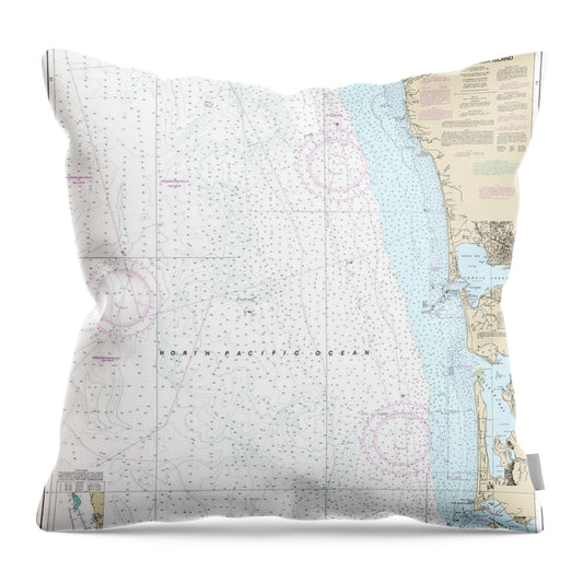 Nautical Chart-18500 Columbia River-destruction Island - Throw Pillow