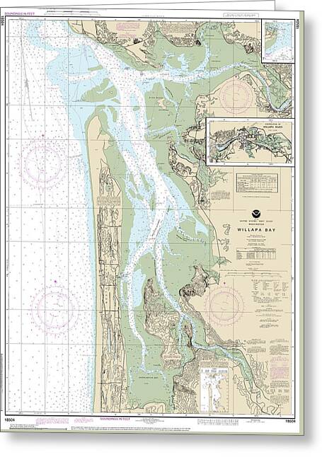 Nautical Chart-18504 Willapa Bay, Toke Pt - Greeting Card