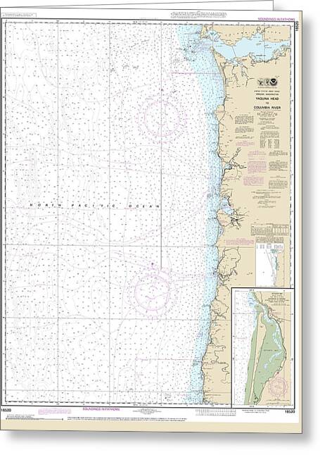 Nautical Chart-18520 Yaquina Head-columbia River, Netarts Bay - Greeting Card