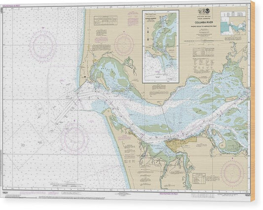 Nautical Chart-18521 Columbia River Pacific Ocean-harrington Point, Ilwaco Harbor - Wood Print
