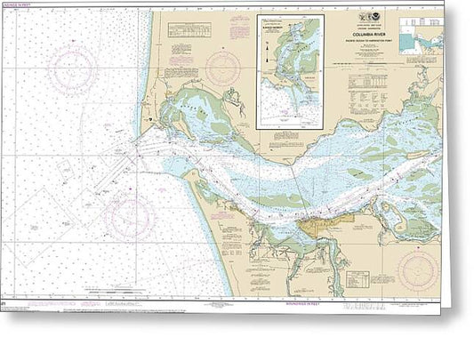 Nautical Chart-18521 Columbia River Pacific Ocean-harrington Point, Ilwaco Harbor - Greeting Card