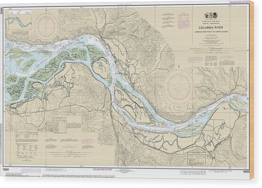 Nautical Chart-18523 Columbia River Harrington Point-crims Island - Wood Print