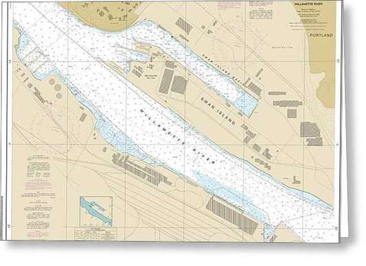 Nautical Chart-18527 Willamette River-swan Island Basin - Greeting Card