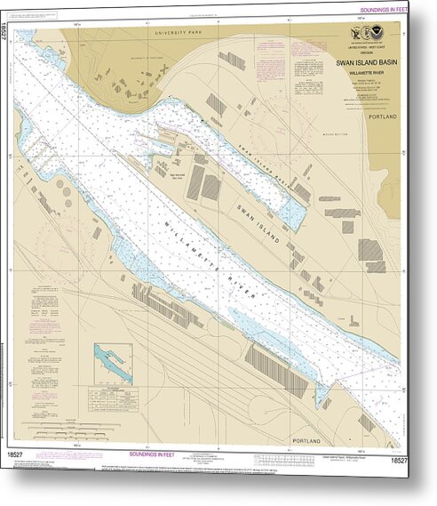 Nautical Chart-18527 Willamette River-swan Island Basin - Metal Print