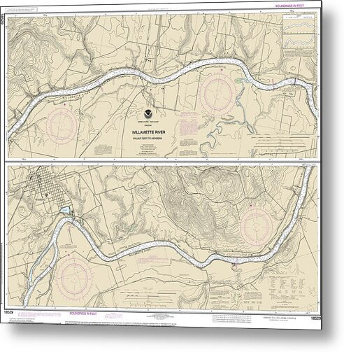 Nautical Chart-18529 Willamette River Walnut Eddy-newburg - Metal Print