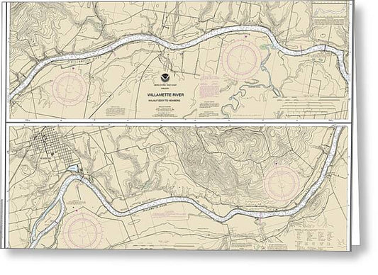 Nautical Chart-18529 Willamette River Walnut Eddy-newburg - Greeting Card