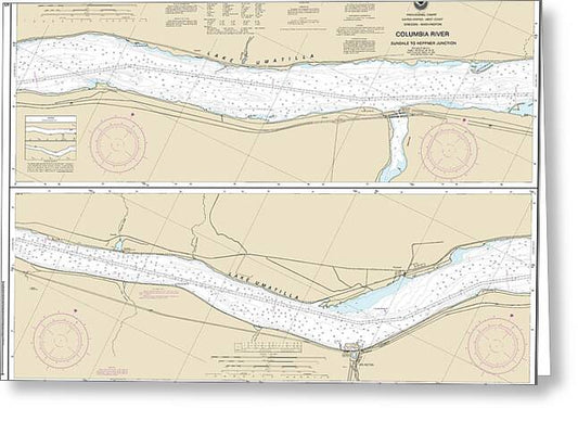 Nautical Chart-18536 Columbia River Sundale-heppner Junction - Greeting Card