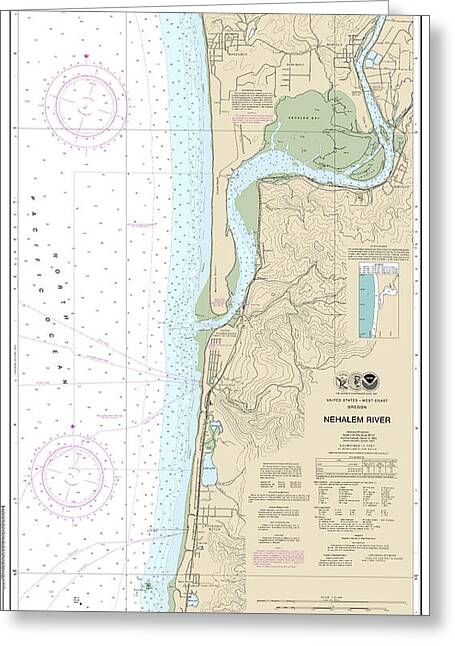 Nautical Chart-18556 Nehalem River - Greeting Card