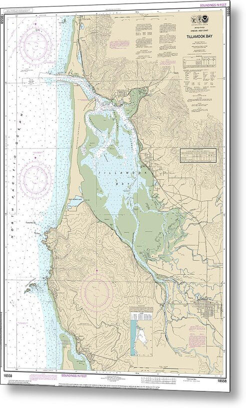 Nautical Chart-18558 Tillamook Bay - Metal Print