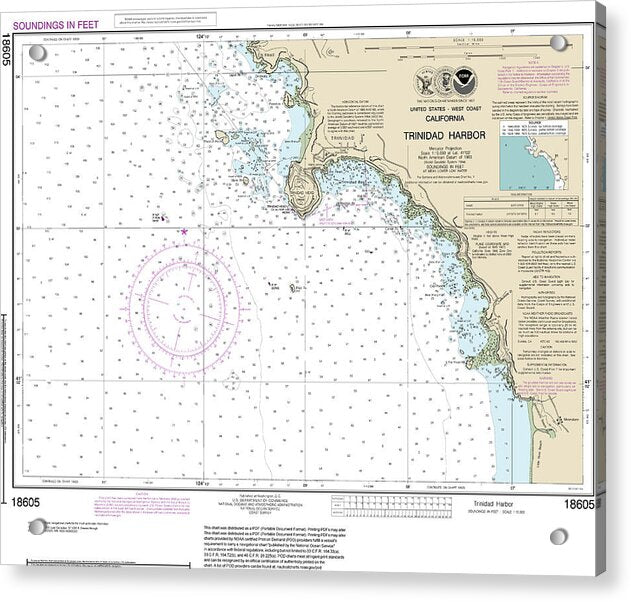 Nautical Chart-18605 Trinidad Harbor - Acrylic Print