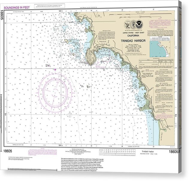 Nautical Chart-18605 Trinidad Harbor - Acrylic Print