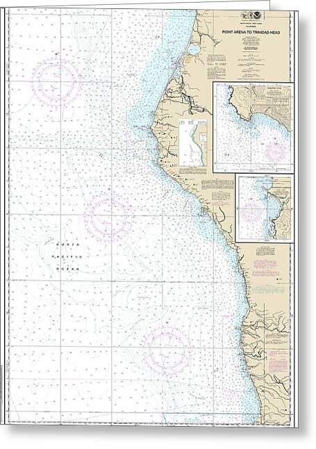 Nautical Chart-18620 Point Arena-trinidad Head, Rockport Landing, Shelter Cove - Greeting Card