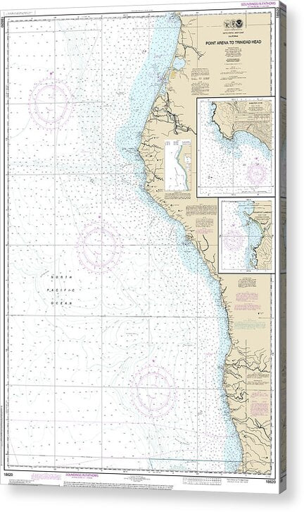 Nautical Chart-18620 Point Arena-trinidad Head, Rockport Landing, Shelter Cove - Acrylic Print