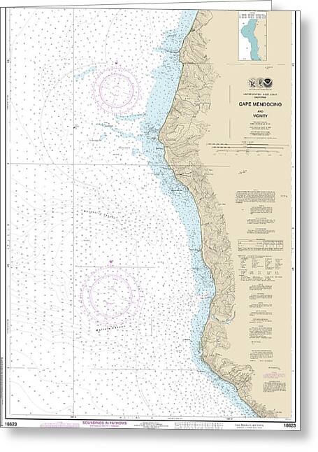 Nautical Chart-18623 Cape Mendocino-vicinity - Greeting Card