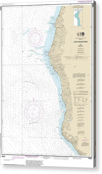 Nautical Chart-18623 Cape Mendocino-vicinity - Acrylic Print