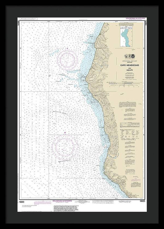 Nautical Chart-18623 Cape Mendocino-vicinity - Framed Print