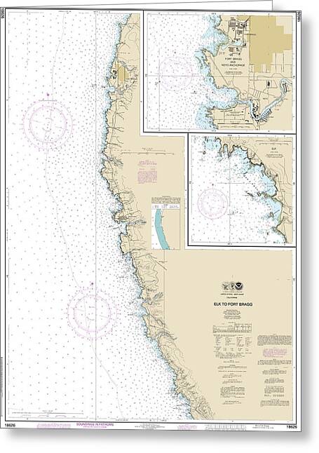 Nautical Chart-18626 Elk-fort Bragg, Fort Bragg-noyo Anchorage, Elk - Greeting Card