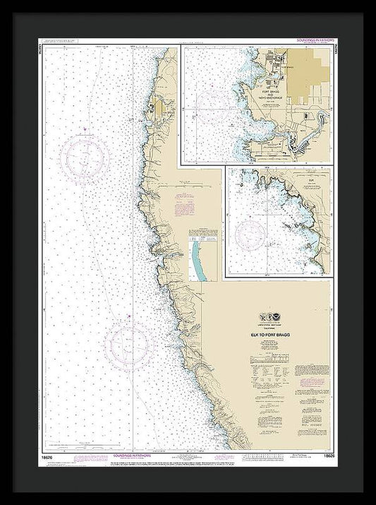 Nautical Chart-18626 Elk-fort Bragg, Fort Bragg-noyo Anchorage, Elk - Framed Print