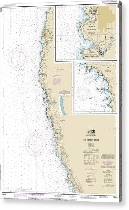 Nautical Chart-18626 Elk-fort Bragg, Fort Bragg-noyo Anchorage, Elk - Acrylic Print