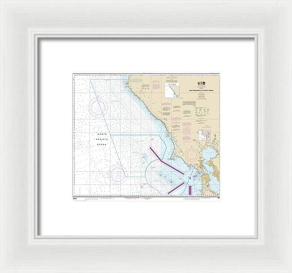 Nautical Chart-18640 San Francisco-point Arena - Framed Print