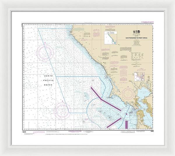 Nautical Chart-18640 San Francisco-point Arena - Framed Print