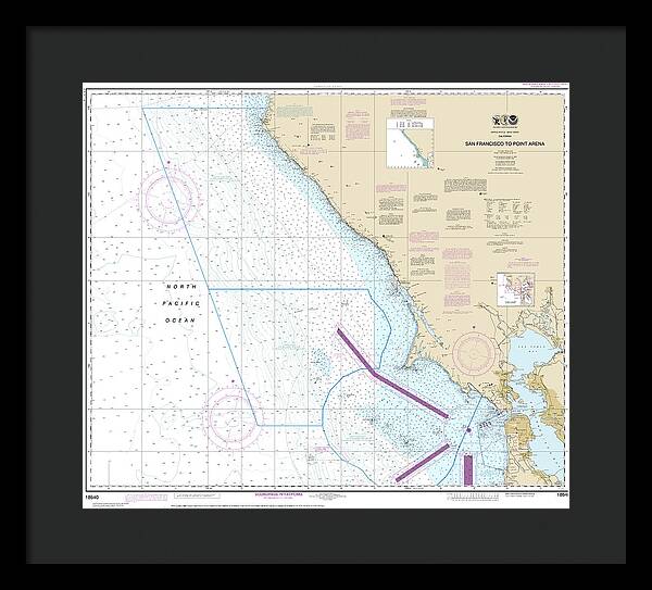 Nautical Chart-18640 San Francisco-point Arena - Framed Print
