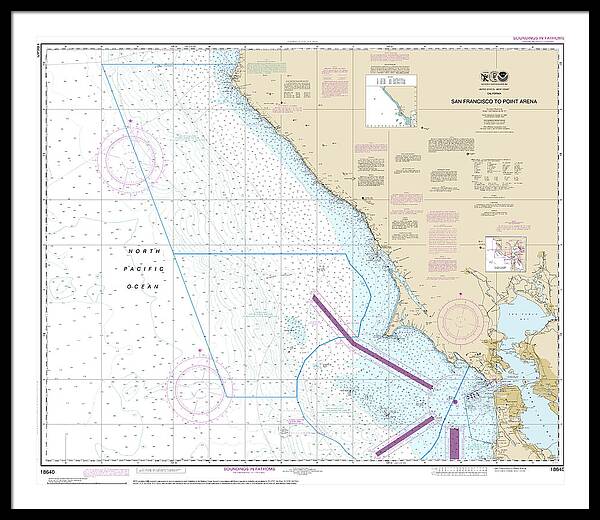Nautical Chart-18640 San Francisco-point Arena - Framed Print