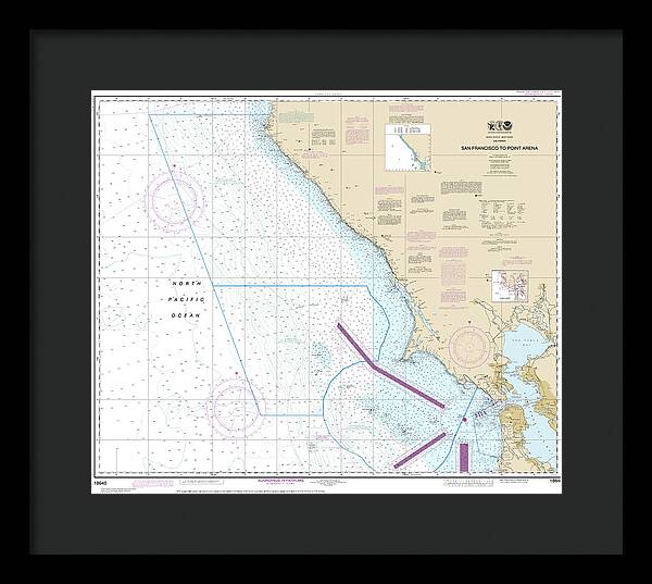 Nautical Chart-18640 San Francisco-point Arena - Framed Print