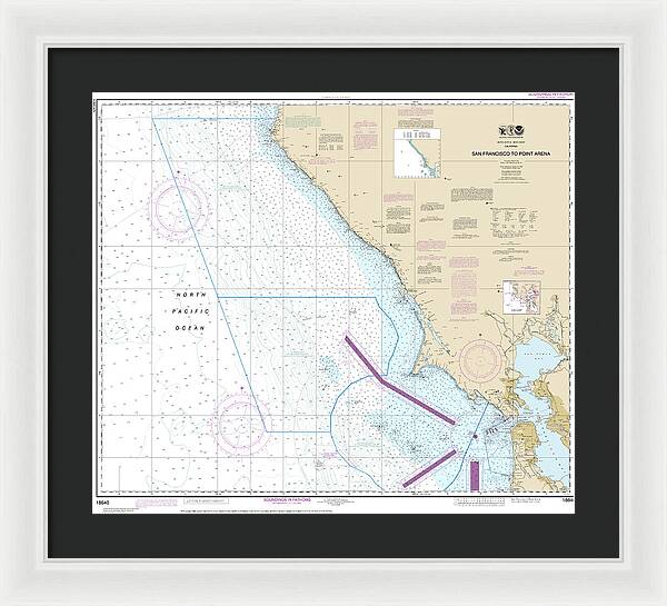 Nautical Chart-18640 San Francisco-point Arena - Framed Print