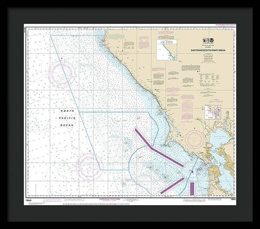 Nautical Chart-18640 San Francisco-point Arena - Framed Print