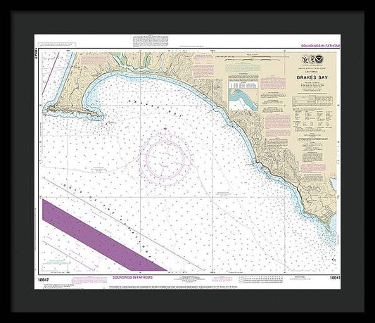 Nautical Chart-18647 Drakes Bay - Framed Print