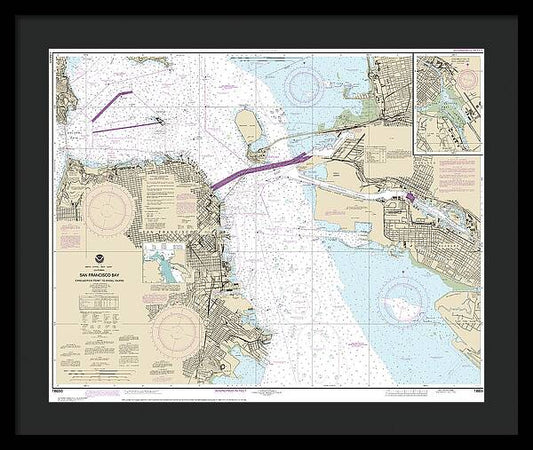 Nautical Chart-18650 San Francisco Bay Candlestick Point-angel Island - Framed Print